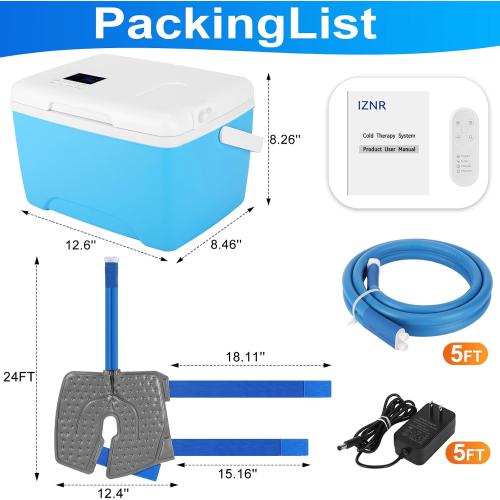 Ice Machine for Knee After Surgery | Wireless Remote & Power-Saving Mode | Adjustable Timer & LED Screen, Joint Ankle Elbow Replacement Cold Therapy Compression Pad, Cryotherapy Pain Relief