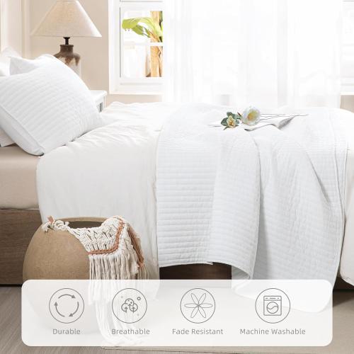 Set of 3 Size 128x 120 Color White Lady Ann Oversized King Quilt 128x120, White Oversized King Bedspreads Set for Bed, Lightweight & Soft Farmhouse Coverlet All Season Extra Large 3 Pcs Quilted Bedding Sets