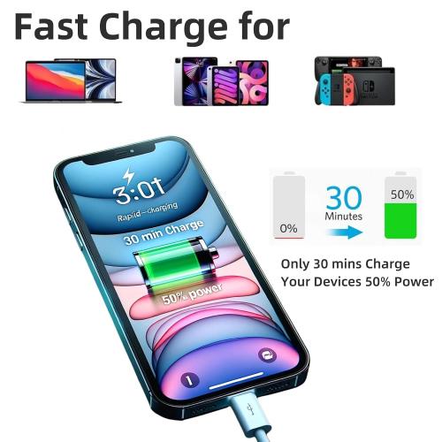 USB C Cable 20ft 1Pack USBC to USBC Cable Fast Charging,60W(3A) Compatible with iPhone 16/15 Pro Max/Plus,iPad mini 6/ Pro 2021,Mac-Book Pro 2020,Samsung Galaxy S24,Switch,Tablet,Laptop