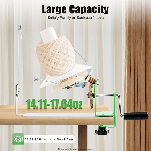 Large Capacity Yarn Winder, 10-16 oz Hand Operated Yarn Baller, Metal Yarn Ball Winder, Durable Crochet Tools & Accessories, Fiber/Wool/String Ball Winder, for Crocheting