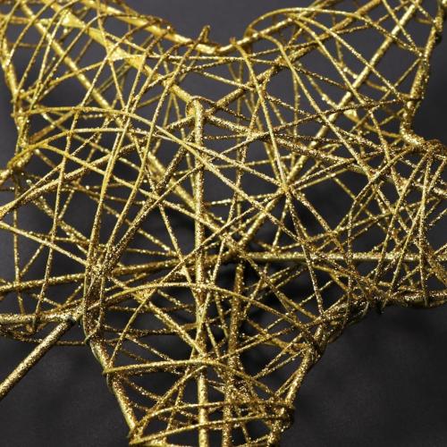 TEHAUX Christmas Tree Star Topper, 5 Point Metal Treetop Decoration with Golden Glitter Powder, Shimmery Tree Topper for Xmas Decorations, 9. 84 X 7. 87 Inches