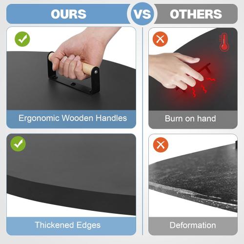 Fire Pit Lid Cover Round - 38 Rust Resistant Powder Coated Steel Firepit Cover or Table with 2 Wooden Handles for Patio Fire Pit, Weatherproof for All Seasons, Fits Fire Pits Up to 36