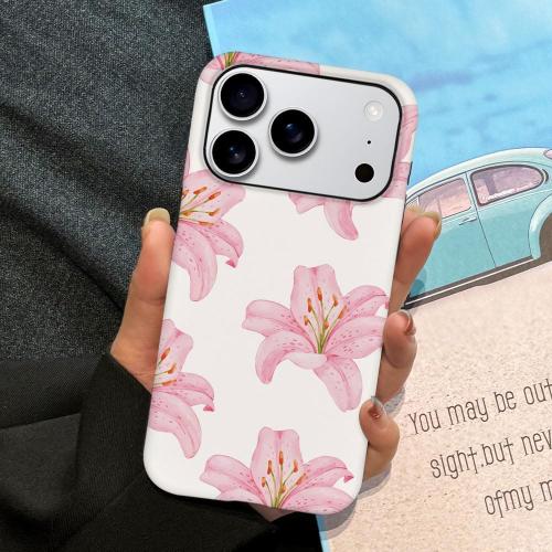 Case Compatible with iPhone 17 Pro - Hybrid Durable Shockproof Phone Cover,Cases for Woman Girl - Pink Lily Flower