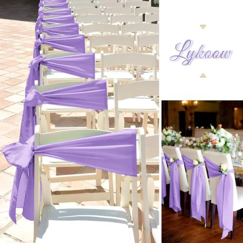 100 Pcs Satin Chair Sashes 78 inch for Wedding Reception Party Hotel Home Kitchen Decoration-Lavender