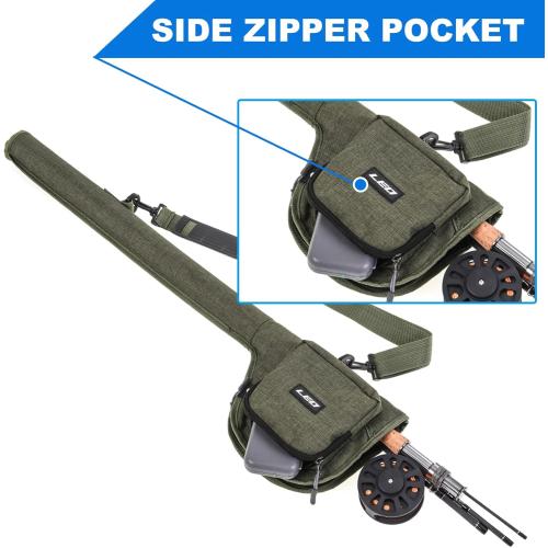 Doorslay Fishing Rod Case Fishing Pole Bag with Reel Pouch Fly Fishing Bag for 9FT 2 Pieces/4Pieces Rod Fishing Rod Bag
