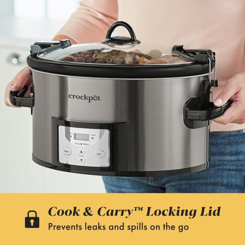 Crock-Pot MyTime Technology 6 Quart Programmable Slow Cooker and Food Warmer with Digital Timer, Stainless Steel