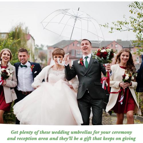 Wedding Favors for Guest Umbrella Gifts Bulk 52 Inch Large Dome Rain Windproof Stick Umbrellas with Thank You Tags and Rope Guest Souvenirs for Wedding Party Bridal Favors