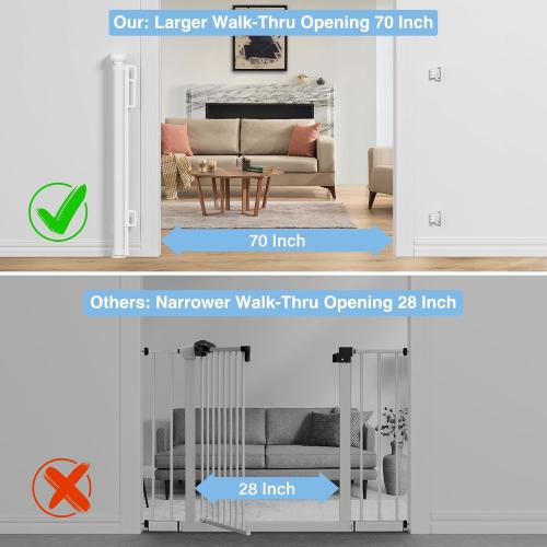 PRObebi Retractable Baby & Dog Gate - Extends to 72 Wide, 34 Tall, for Stairs, Doorways, Hallways & Outdoor Use