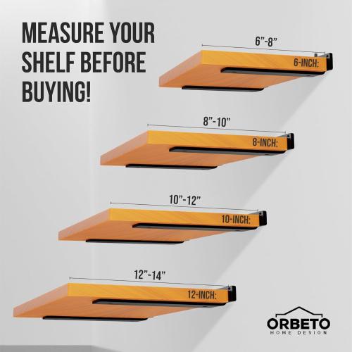 6 Pack Heavy Duty Shelf Brackets (12) Black Metal (6mm Thick), Supports Over 160 Lbs, Powder Coated, Mounting Hardware, Easy Installation