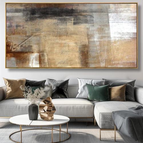 Wall Art Abstract Wall Decor Yellow Black Ink Canvas Painting Modern Artwork for Living Room Bedroom Dining Room Home Office Decor 30x60 with Framed