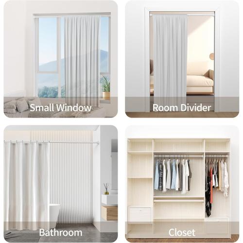 Mcrbeay Shower Curtain Rod, 1 Diameter Heavy Duty Tension Shower Rod, Non Slip Adjustable 28-74 inch No Drill Shower Curtain Rods Spring Tension For Bathroom, Shower Stall, No Rust, White