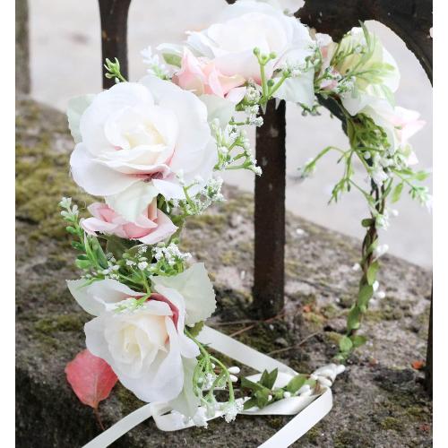 Girl Flower Crown Rose Floral Headband Hair Wreath Flower Headpiece Halo Boho Party Prom Wedding Photos White