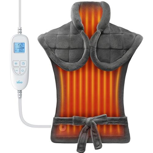 iDOO Heating Pad for Back Pain Relief, Large Weighted Electric Heat Pad for Neck Shoulders, Christmas Birthday Gifts for Women Men Elderly, FSA Eligible Items only List, 24x33, ETL Certified, Gray