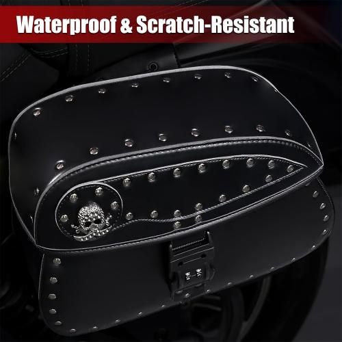 Motorcycle Saddlebags with Secure Lock, 30L Universal Powersports Side Saddle Bags, Waterproof Leather Saddlebag for Harley Sportster Dyna Softail Honda Shadow Rebel Yamaha Kawasaki Vulcan Cruiser