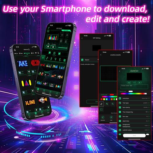 Gelrova Dual-Panel Blinking Devil Eyes Light LED Car Windshield Display: 2-Pack 14x4 Programmable Matrix, Single USB Power, Remote/App Control, Custom Text/GIFS for Car SUVs, Trucks