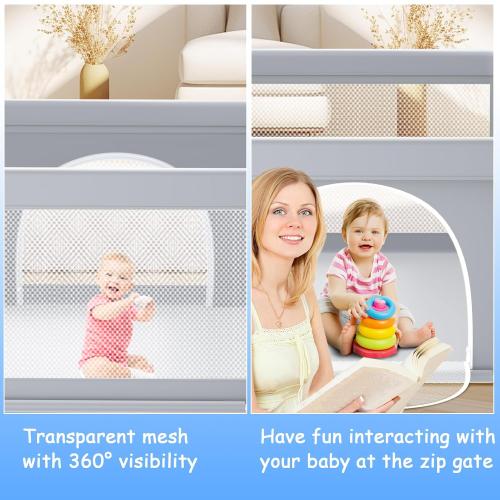 55x55 Inch Hexagonal Baby Playpen, Playpen for Babies and Toddlers, Baby Play Pen Design with External Zipper Gate, Baby Play Yard with Non-Slip Suction Cups on The Bottom, Baby Fence
