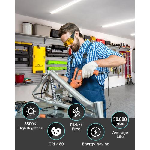 (4 Pack) 4FT T5 LED Shop Light,6500K,20W,2300LM(Super Bright White) Linkable LED Integrated Fixture,Garage Ceiling and Cabinet Light,Strip Light,Corded Electric with ON/Off Switch