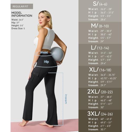 Flare Leggings for Women Yoga Crossover High Waist Pants with Tummy Control Workout Cargo with 5 Pockets Bootcut Leggings