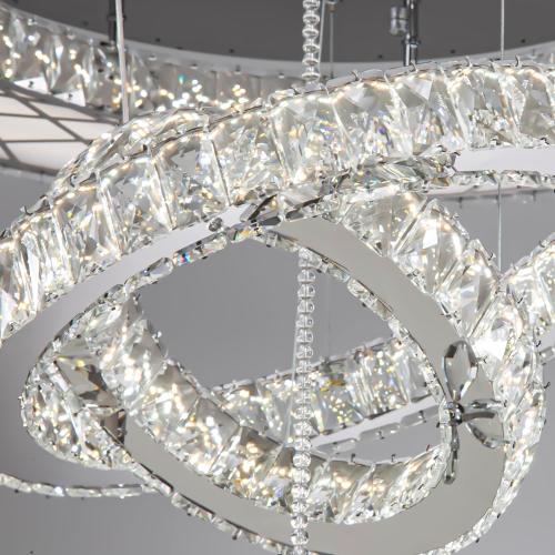 32W Modern Chandeliers Living Room Light Crystal Flat Mounted Ceiling Lights Dining Room Light Bedroom Ceiling Drop Lighting Fixture Remote Dimmable Lights Bright Light with Dimming Night Light LED