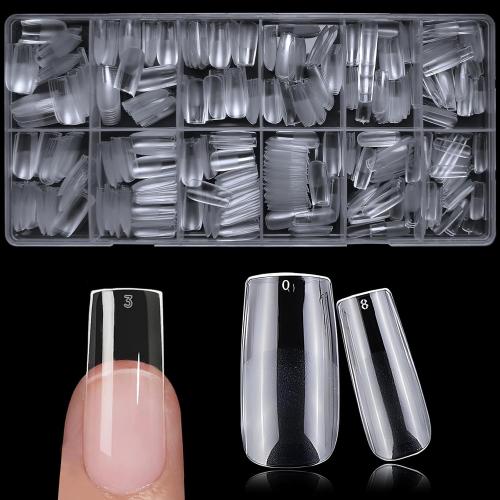 600pc Medium Square Nail Tips Fake Nails Press on Nails Clear Nail Tip Full Cover False Nails Artificial Fingernail, 12 Size Soft Gel Nail Tips Square for Acrylic Nail Gel Nail Extensions
