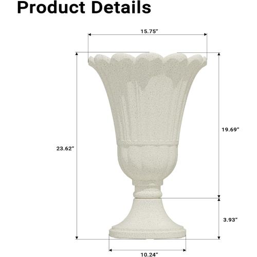 23 Tall Planters for Outdoor Plants Set of 2, Planter with Drainage Holes and Petal Design, Large Outdoor Planters for Porch, Garden, Indoor, Beige