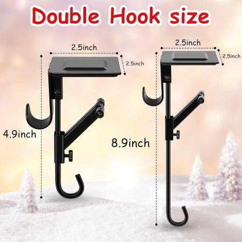 No-Drill Fireplace Stocking and Garland Hanger for Mantel 2-in-1 Adjustable Heavy Duty Christmas Hooks, Tool-Free Clip-On Design Holds Stockings Garland Securely for Indoor Outdoor Decor (3-gold)