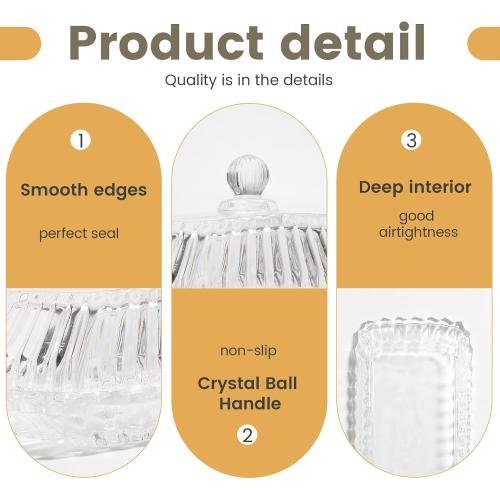 Clear Glass Butter Dish with Lid - Covered Butter Container Holder Keeper Tray Plate for Kitchen,Tabletop Countertop & Refrigerator | Safe Holds 1 Standard 4oz Butter Sticks