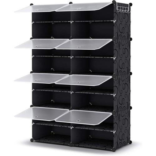 HOMIDEC Shoe Rack, 8 Tier Shoe Storage Cabinet 32 Pair Plastic Shoe Shelves Organizer for Closet Hallway Bedroom Entryway
