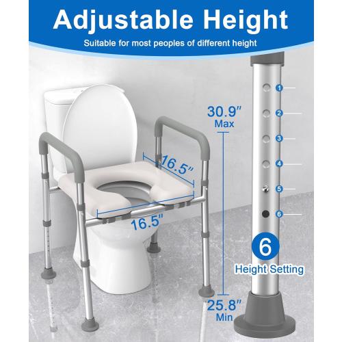 Raised Toilet Seat with Handles, Toilet Seat Riser for Seniors with Adjustable Height & Width, FSA HSA Eligible 400lb Handicap Elevated Toilet Seat for Elderly, Pregnant, Fit Any Toilet
