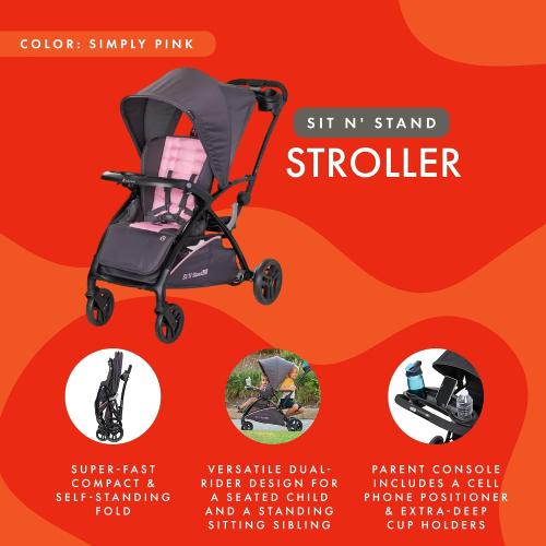 Baby Trend Sit N' Stand® 2.0 Stroller, Simply Pink