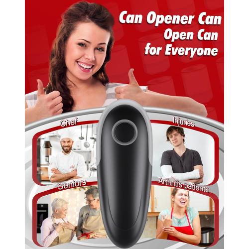 One Touch Electric Can Opener Fits All Can Sizes, Electric Can Openers for Kitchen Food Safe with Smooth Edge