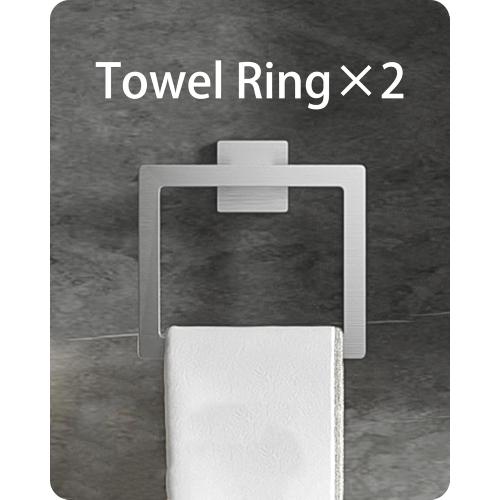 Square Bathroom Hardware Set, Bathroom Accessories Set10 Pieces Includs 16 inch Towel bar, Square Towel Ring, Toilet Paper Holder, Towel Hook (Brushed Nickel-10PCS-16Inch)