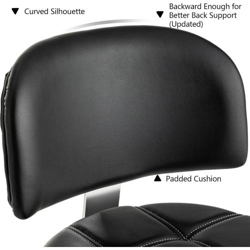 Lockable Stool with Back and Foot Rest Ergonomic Rolling Hydraulic Adjustable Stool for Doctor Esthetician Artist Home Small Office Desk (Black, 19.5''-24.5'')