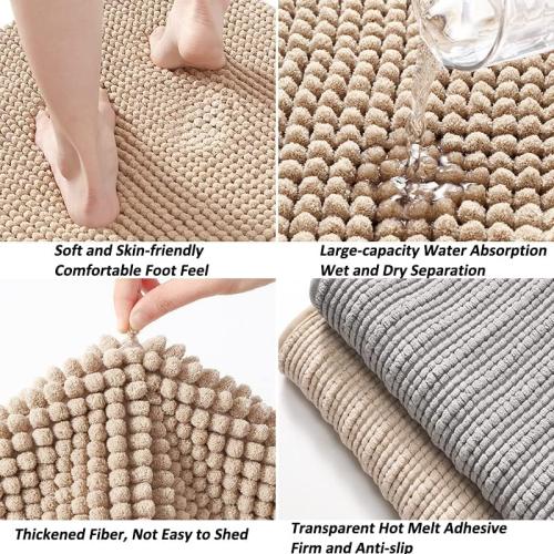 Bathroom Rug Mat,Luxury Chenille Super Soft Absorbent Rug,Non-Slip Quick Dry Microfiber Mats,Machine Washable Rubber Backing Bath Mat,Bath Rug Mats for Floor,Tub and Rain Showers (Blue-24x36)