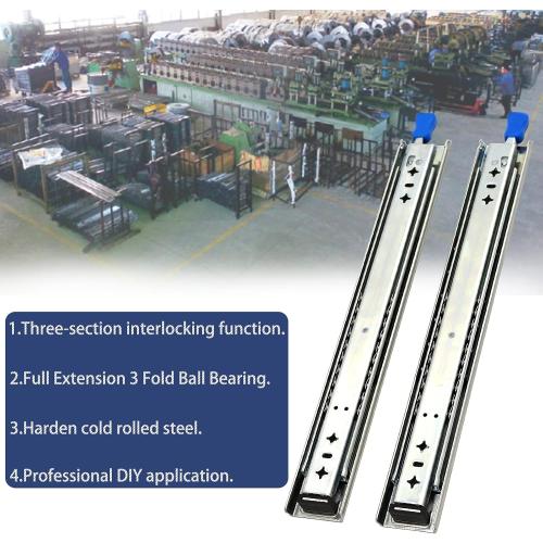 1 Pair 22 Inch 260 Lb Capacity Heavy Duty Locking Drawer Slides with Screws,Side Mount Full Extension 3 Fold Ball Bearing Stainless Steel Drawer Rails,Hardware Drawer Runners Tracks