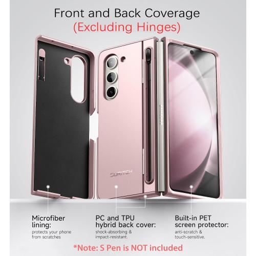 Size Galaxy Z Color Pink SURITCH for Samsung Galaxy Z Fold 5 Case with Kickstand and S Pen Holder [S Pen NOT Included], Phone Case for Z Fold 5 2023 -Light Pink