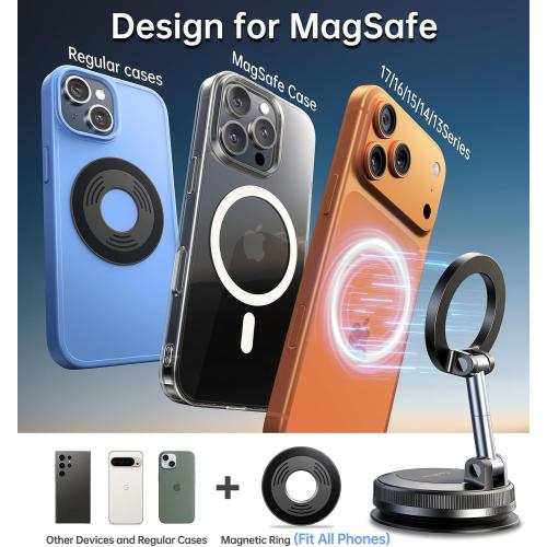 Coolpow【Newest Vacuum Magnetic Phone Holder for Car Phone Holder Mount【Movable Vacuum Suction】Magsafe Car Mount Cell Phone Holders for Your Car Accessories carmount 2.0 for iPhone 17 Pro Max 16 15 14