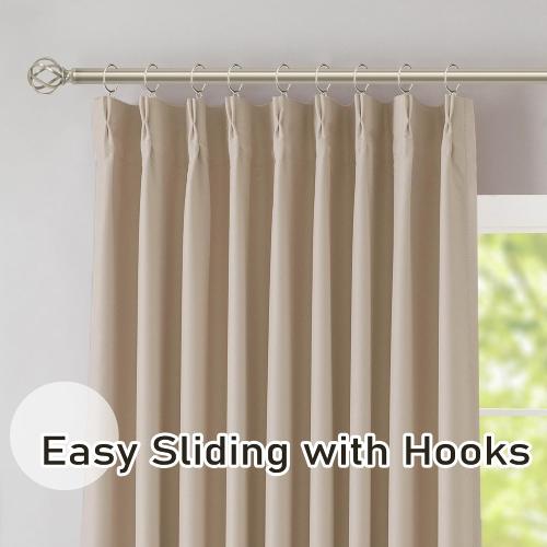 DONREN Sand 60 inch Wide Pinch Pleated Blackout Curtains with Hooks - 95 inch Length Room Darkening Thermal Insulated Window Curtain Panels for Patio Sliding Glass Door,Pack of 2
