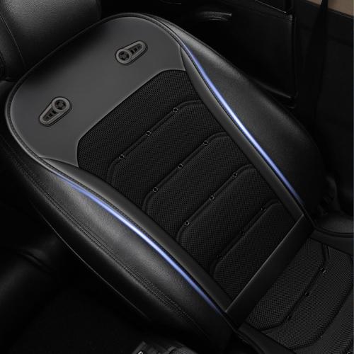 Cooling Car Seat Cover: 2-in-1 Car Seat Cushion with Massage & Ventilation, 12V/24V Universal Fit for Car/Truck/SUV, Intensity, Breathable & Comfortable (Black)
