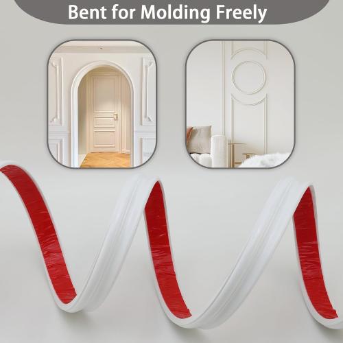 Coengwui Peel and Stick Wall Molding, Chair Rail Wainscoting Panel, Finish Trim for Home Decoration (Paintable White, 19.6ft x 2.4in)