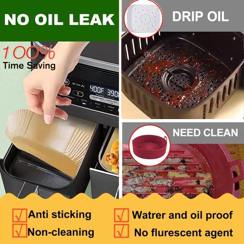 Air Fryer Liners for bella 4Qt Slim Air Fryer, Bella Air Fryer Accessories, Parchment Paper Liners Disposable Rectangular for Ninja Foodi 2-Basket, Instant Pot Vortex Plus, PowerXL Vortex(100Pcs)