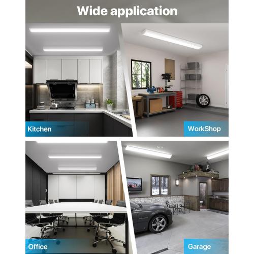 HYPERLITE 4FT LED Wraparound Light 6600LM, 60W/50W/40W, 4000K 48Inch Garage Ceiling Lights Surface Mount, AC120V ETL Listed Hardwired Led Light Fixture for Garage, Kitchen, Fluorescent Replacement,4P