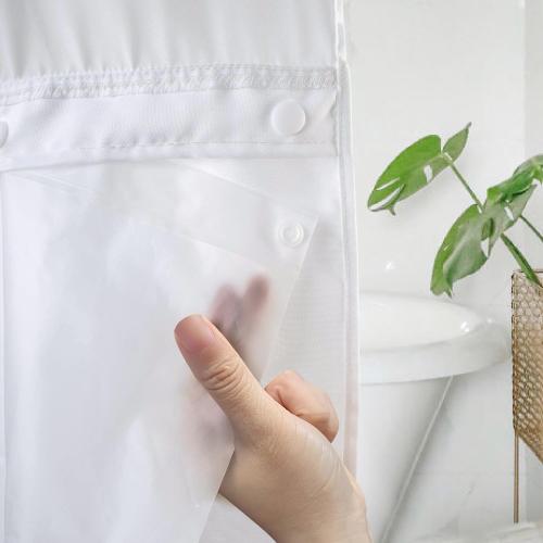 1 Pack PEVA Snap-in Shower Curtain Liner Replacement,Compatible with No Hook Shower Curtain with Snap in Liner, Removable & Water-Repellent,Machine Washable,70x54,Frost