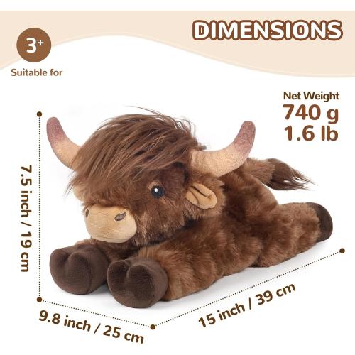 Highland Cow Stuffed Animals, Microwavable Stuffed Animal Adorable Fluffy Highland Cow Plush for Warmth Comfort, Heatable Coolable Lavender Scent Toy, Cute Soft Plushies Gift for Kid Boys Girl & Adult