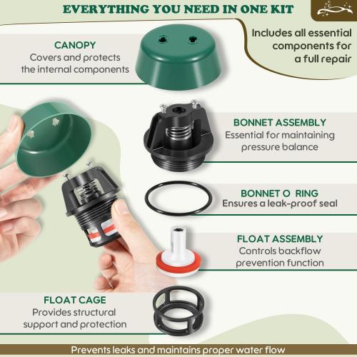 1/2 - 3/4 Top Half Repair Kit for PVB4A, 4A00407 Poppet and Bonnet Parts Kit Replacement for Apollo Conbraco, Compatible with 4A504A2F, 4ALF504A2F Pressure Vacuum Breaker