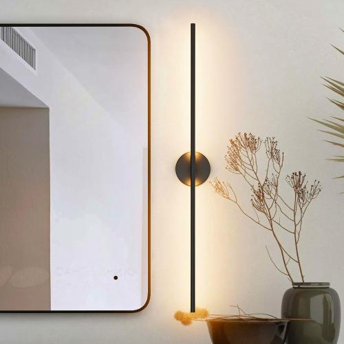 40In Hardwired Modern Wall Sconce for Bathroom Black Vanity Light Fixture 3000K Bathroom Sconce 360° Rotate Warm Light for Bedroom Living Room