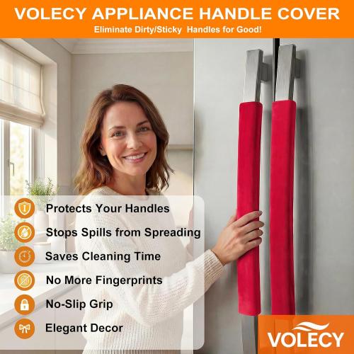 5 PCS Refrigerator Door Handle Covers, Velvet Christmas Red Decors Keep Appliance Clean for Fridge Microwave Stove Bathroom Keep Off Stains Dust Fingerprint Prevent Spread (Red)