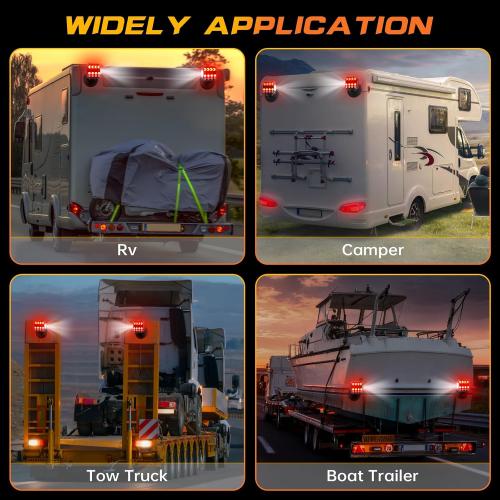Wireless Trailer Lights, Adjustable Magnetic LED Trailer Lights with Reflectors, Rechargeable Tow Tail Light Kit for Trucks, Boats, RVs, Campers, IP67 Waterproof