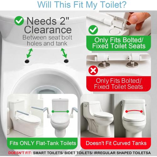 Toilet Safety Rails for Seniors with FlipUp Handle for Bathroom Safety | Heavy Duty Toilet Support Rails with Armrest for Elderly, Disabled, Handicapped, or Mobility Assistance, Fit Standard Toilets