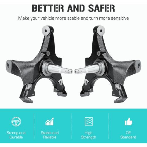 2 Drop Spindles Lowering Kit Fit for GMC C1500 C2500 1988-1998, C1500 2500 Suburban 1992-1999, for Chevy Tahoe Yukon 1995-1999, Fits 2WD 1.25 Rotors Truck SUV Front Suspension